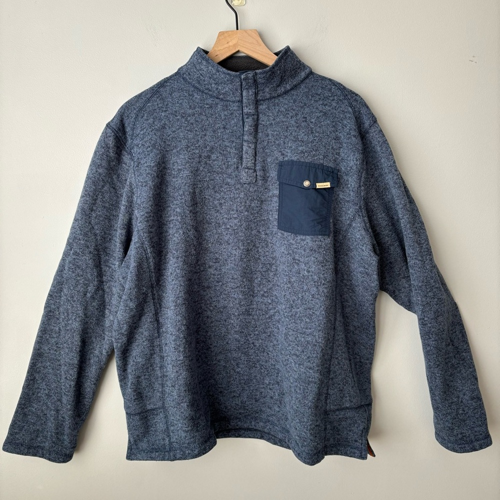 Woolrich 1/4 Sweatshirt Pullover Blue Gorp XL Outdoors Grandpa Sweater Granola‎